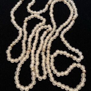 QUARTZ CLEAR CRYSTAL Smooth Frosted Matte Stone Beads Gemstone Long Necklace
